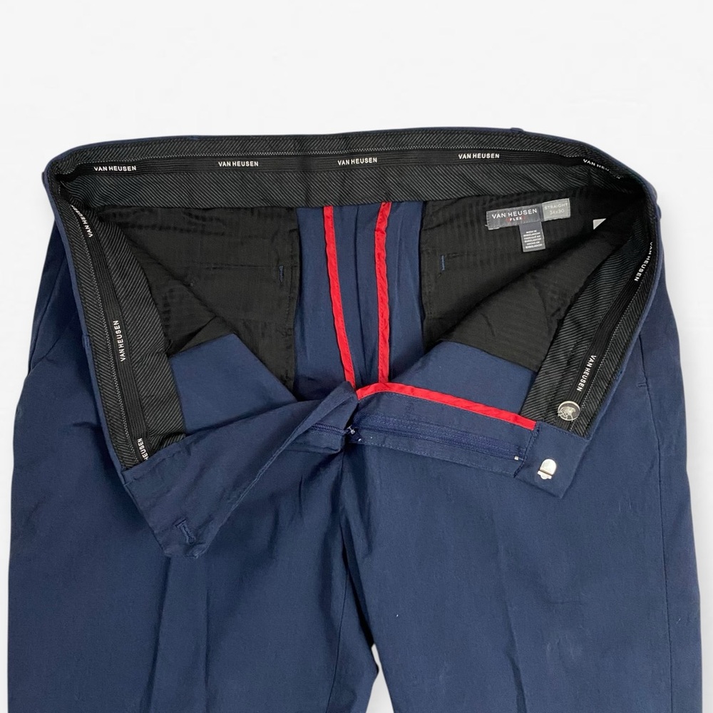 Van Heusen Blue Chinos Tailored Flex Fit Dress work pants 34x30 - Picture 3 of 7